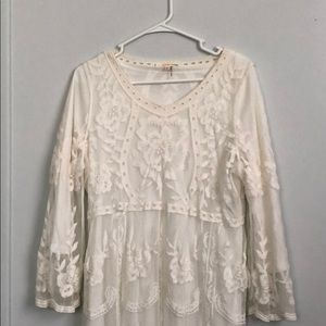 Cream lace midi dress